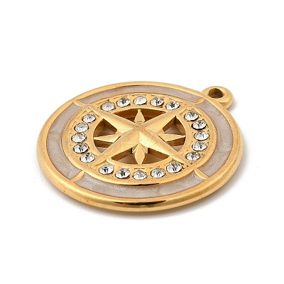 304 Stainless Steel with Crystal Rhinestone Enamel Pendants STAS-G358-21G-1