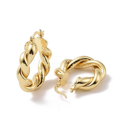 Rack Plating Brass Twist Rope Thick Hoop Earrings for Women LS-EJEW-G315-03G-1