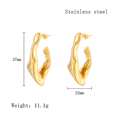 304 Stainless Steel Twist Teardrop Stud Earrings LM6683-1-1