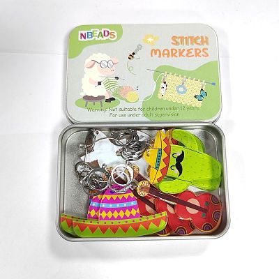 Cinco de Mayo Opaque Printed Acrylic Pendant Locking Stitch Markers HJEW-AB00177-1