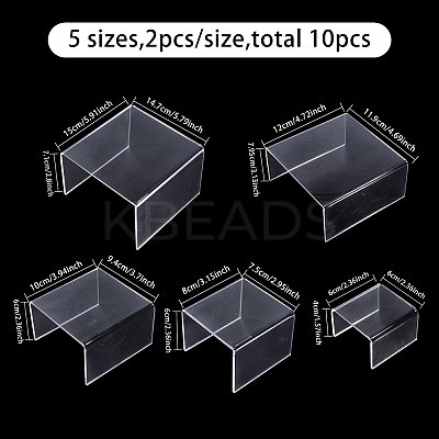 10Pcs 5 Styles Transparent Acrylic Display Riser Stands ODIS-GL0001-09-1