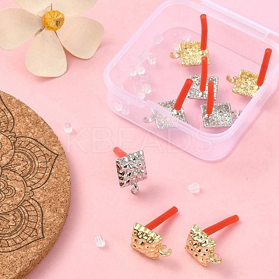 8Pcs 2 Colors Rack Plating Alloy Stud Earring Findings FIND-YW0003-82C-1