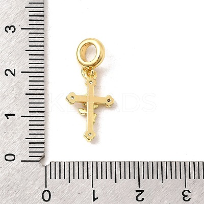 Brass Micro Pave Clear Cubic Zirconia European Dangle Charms KK-C113-13A-G-1