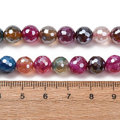 Electroplated Natural Agate Beads Strands G-B191-A07-8mm-11-1