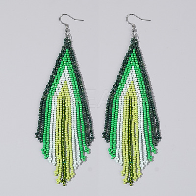 Handmade Glass Seed Beads Tassel Dangle Earrings EN2812-7-1