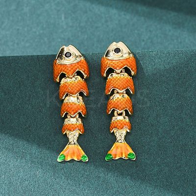 Fish Brass Micro Pave Cubic Zirconia Dangle Stud Earrings EJEW-C174-05G-02-1