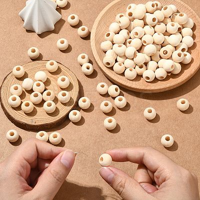 Natural Unfinished Wood Beads WOOD-SP0001-62D-1