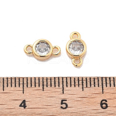 Brass Clear Cubic Zirconia Connector Charms KK-G516-12G-1