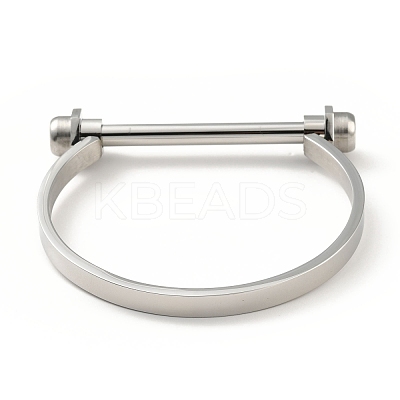 Non-Tarnish 304 Stainless Steel D Shape Bar Screw Bangle BJEW-G636-05B-P-1