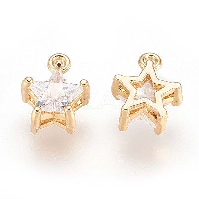 Brass Cubic Zirconia Charms X-KK-R015-108G-1