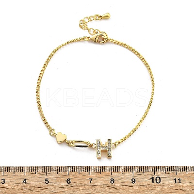 Brass Micro Pave Clear Cubic Zirconia Link Bracelets BJEW-U020-18G-1