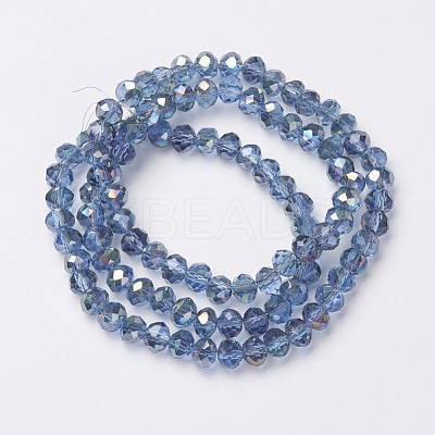 Electroplate Transparent Glass Beads Strands EGLA-A034-T8mm-S09-1