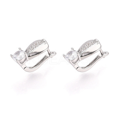 Brass Micro Pave Cubic Zirconia Teardrop Hoop Earrings EJEW-T048-35P-1