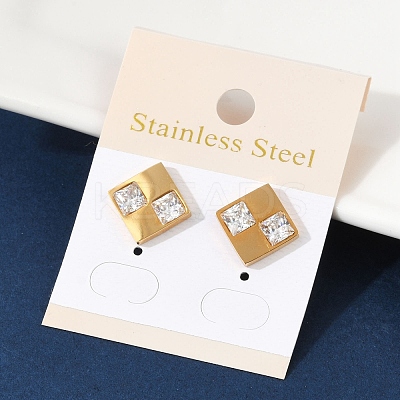 304 Stainless Steel Micro Pave Clear Cubic Zirconia Stud Earrings EJEW-Z089-25G-1