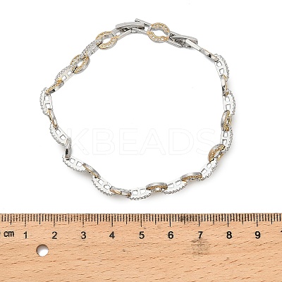 Brass Micro Pave Clear Cubic Zirconia Link Chain Bracelets for Women LS-BJEW-B145-02-1