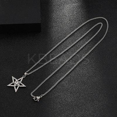 Brass Micro Pave Clear Cubic Zirconia Pendant Necklaces NJEW-M211-02A-P-1