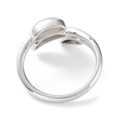 Leaf Rack Plating Brass Cuff Rings RJEW-D020-07P-1