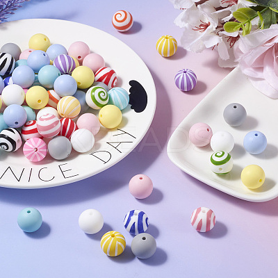 Round Food Grade Eco-Friendly Silicone Focal Beads SIL-TA0001-90-1