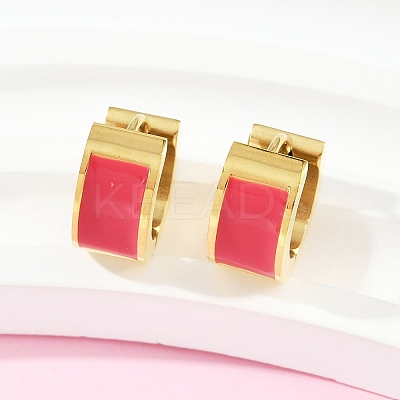 304 Stainless Steel Enamel Hoop Earrings EJEW-K268-20G-01-1