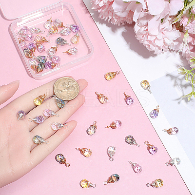 50Pcs 2 Styles Transparent Glass Charms PALLOY-BM00028-1