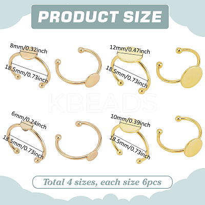 24Pcs 4 Styles Adjustable 304 Stainless Steel Finger Rings Components STAS-PH0006-11-1