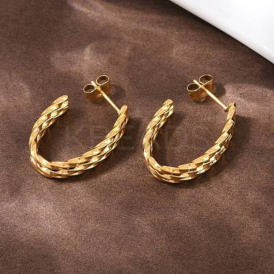 304 Stainless Steel Oval Stud Earrings EJEW-I320-18G-1