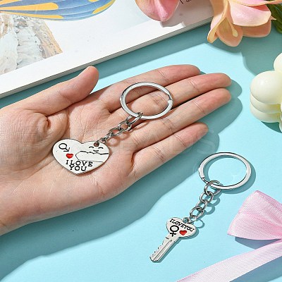 Valentine's Day Key & Heart Alloy Split Keychain KEYC-YW00054-1