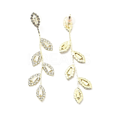Clear Cubic Zirconia & Crystal Rhinestone Long Dangle Stud Earrings EJEW-C037-06C-LG-1