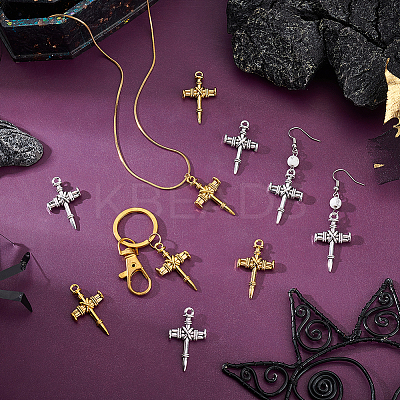 50Pcs 2 Colors Tibetan Style Zinc Alloy Pendants FIND-GA0007-33-1