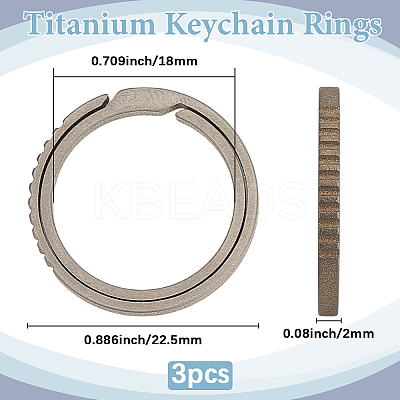3Pcs Titanium Alloy Split Key Rings FIND-BBC0003-95-1