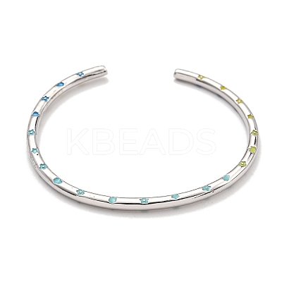 Brass Enamel Cuff Bangles for Women BJEW-G703-08A-P-1