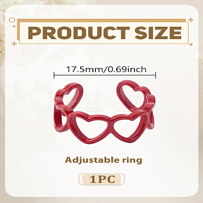 1Pc Hollow Out Heart Alloy Cuff Rings RJEW-LP0002-76-1