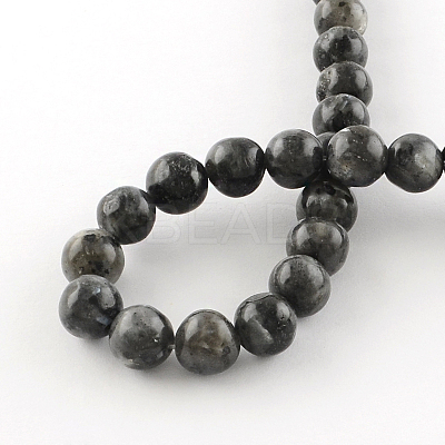 Natural Larvikite Round Beads Strands X-G-R342-8mm-09-1