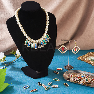 36Pcs 6 Colors Zinc Alloy Glass Pendants ALRI-TA0001-33-1