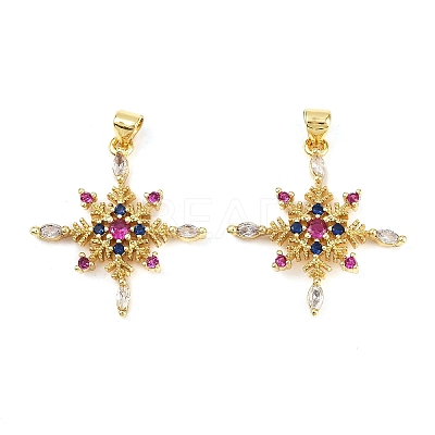 Brass Micro Pave Cubic Zirconia Pendants KK-S526-45G-1
