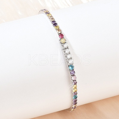 925 Sterling Silver Micro Pave Cubic Zirconia Tennis Bracelets for Women BJEW-C117-01B-P01-1