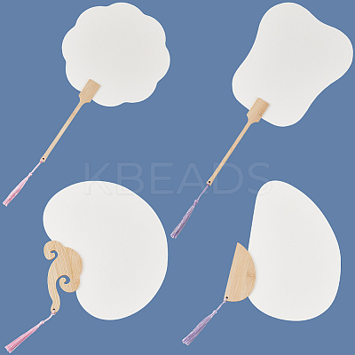 4Pcs 4 Styles Paper Fans AJEW-GF0011-45A-1