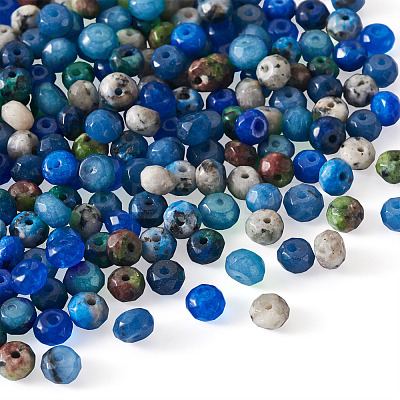 240Pcs 8 Colors Dyed Natural Sesame Jasper/Kiwi Jasper Rondelle Beads G-CD0001-11-1