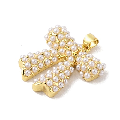 Rack Plating Brass ABS Pearl Pendants LS-KK-S380-05G-1