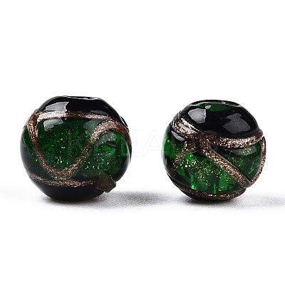 Handmade Gold Sand Lampwork Beads LAMP-T019-12mm-04-1