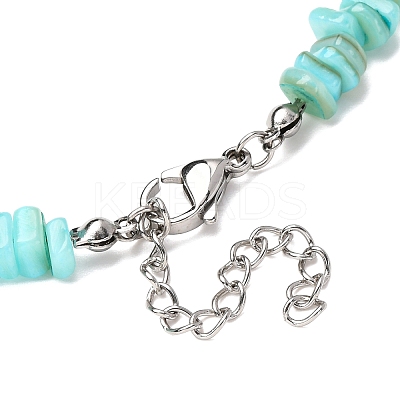 Dyed Natural Freshwater Shell Nuggets Beaded Necklaces NJEW-JN05488-02-1