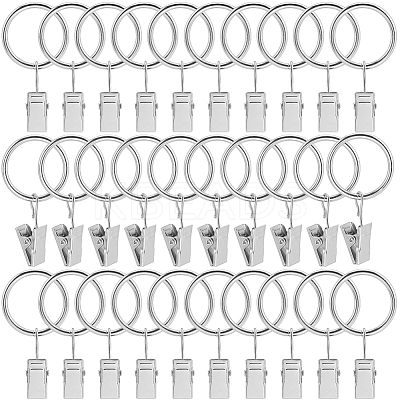 40Pcs Round Ring Iron Hook Hangers Curtain FIND-SP0003-46A-P-1