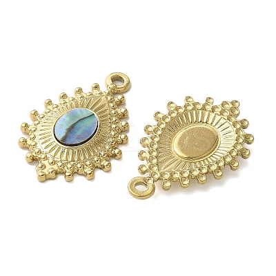 Teardrop 304 Stainless Steel Natural Paua Shell/White Shell Pendants Ion Plating(IP) STAS-U037-09G-02-1