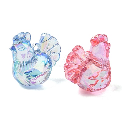 Electroplate Transparent Acrylic Pendants OACR-I014-30-1