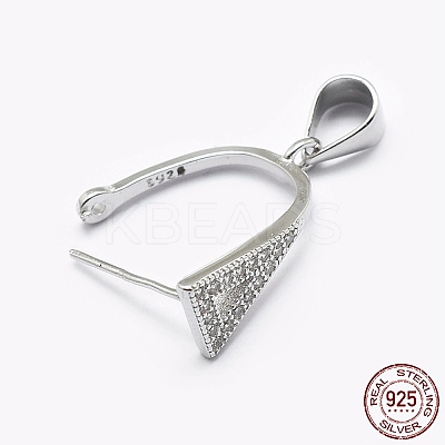 Anti-Tarnish Rhodium Plated 925 Sterling Silver Micro Pave Cubic Zirconia Pendant Bails STER-P034-47P-1