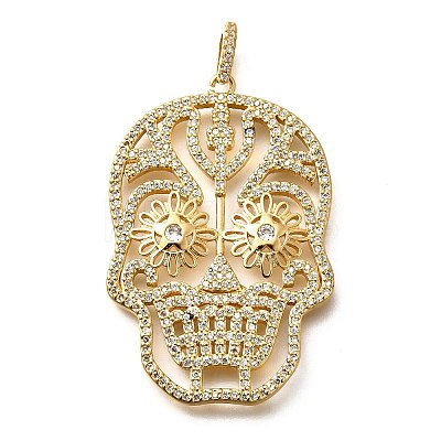 Brass Micro Pave Cubic Zirconia Pendants KK-U055-08G-01-1