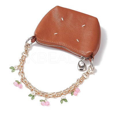 2Pcs Glass Flower & Fruit Bag Decorative Chains AJEW-BA00172-01-1