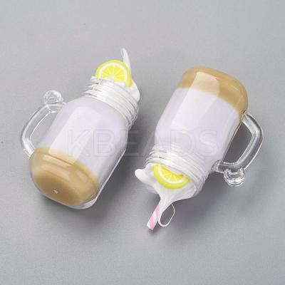 Fruit Theme Resin Bubble Tea Pendants RESI-WH0011-07E-1
