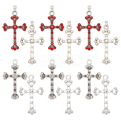 12Pcs 2 Style Tibetan Style Alloy Rhinestone Pendants RB-FH0001-04-1