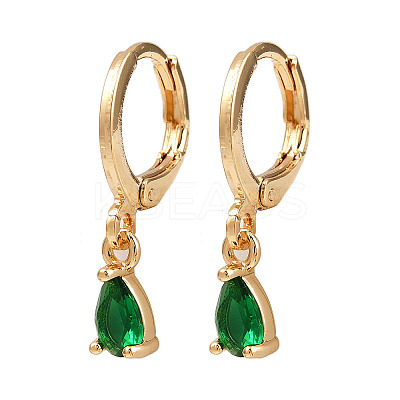 Brass Micro Pave Cubic Zirconia Teardrop Hoop Earrings EJEW-K309-18G-02-1
